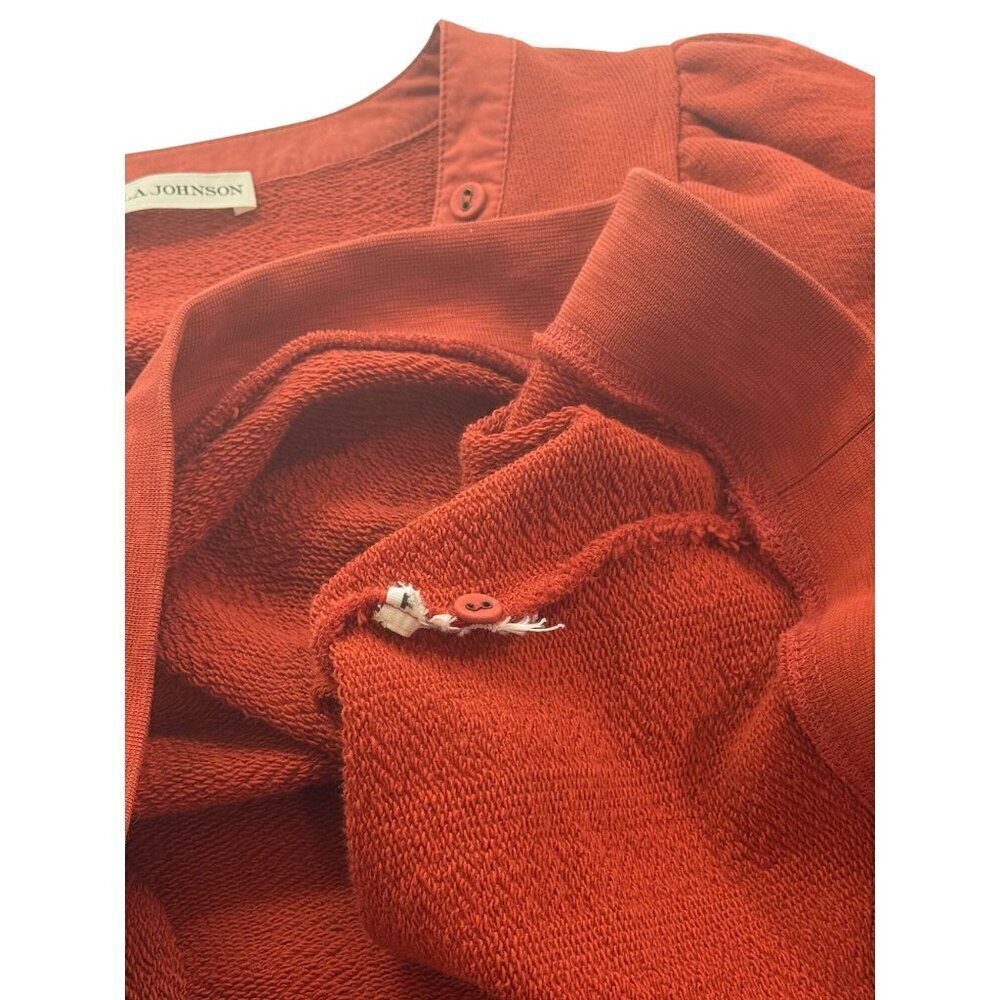 Ulla Johnson Bess Top Puff Sleeve Poplin Trimmed Cotton Bossa Nova Red Size XS - Picture 6 of 11